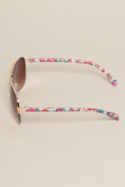 Women's Floral Print Frame Aviator Sunglasses