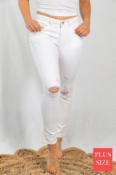 $15 White Distressed Denim Jeans