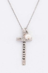 Serenity Engraved Cross Pendant Necklace