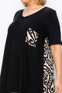 $15 Black Tee with Patterned Back Detail