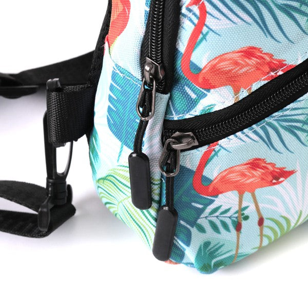Flamingo Print Crossbody Sling Bag