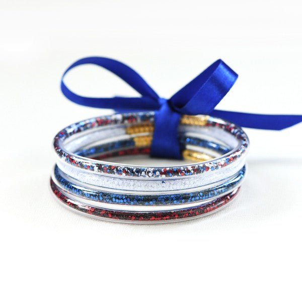 Red, White and Blue Confetti Sequin Bangles