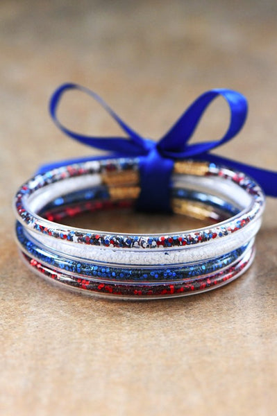 Red, White and Blue Confetti Sequin Bangles