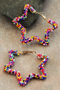 Multicolor Beaded Star Earrings