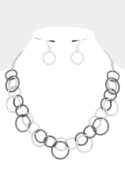 Multi Link Open Circle Metal Necklace Set
