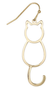 Sitting Kitty Gold Cutout Cat Earrings