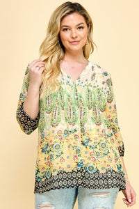 Paisley  Top with Pintuck Detail