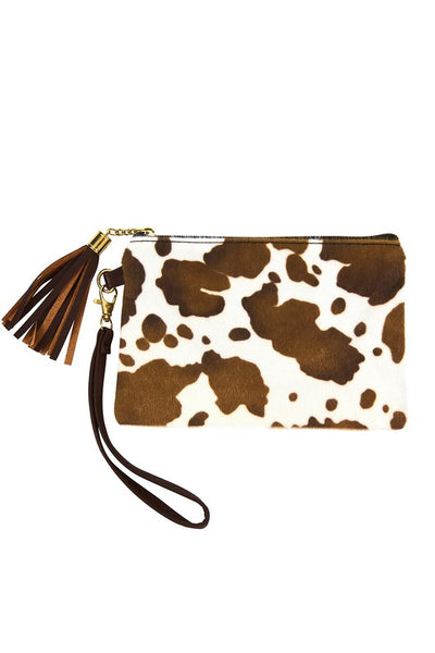 Cow Print Wristlet