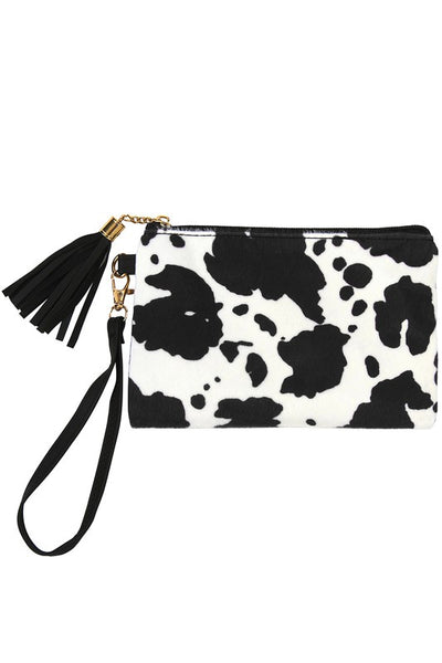 Cow Print Wristlet