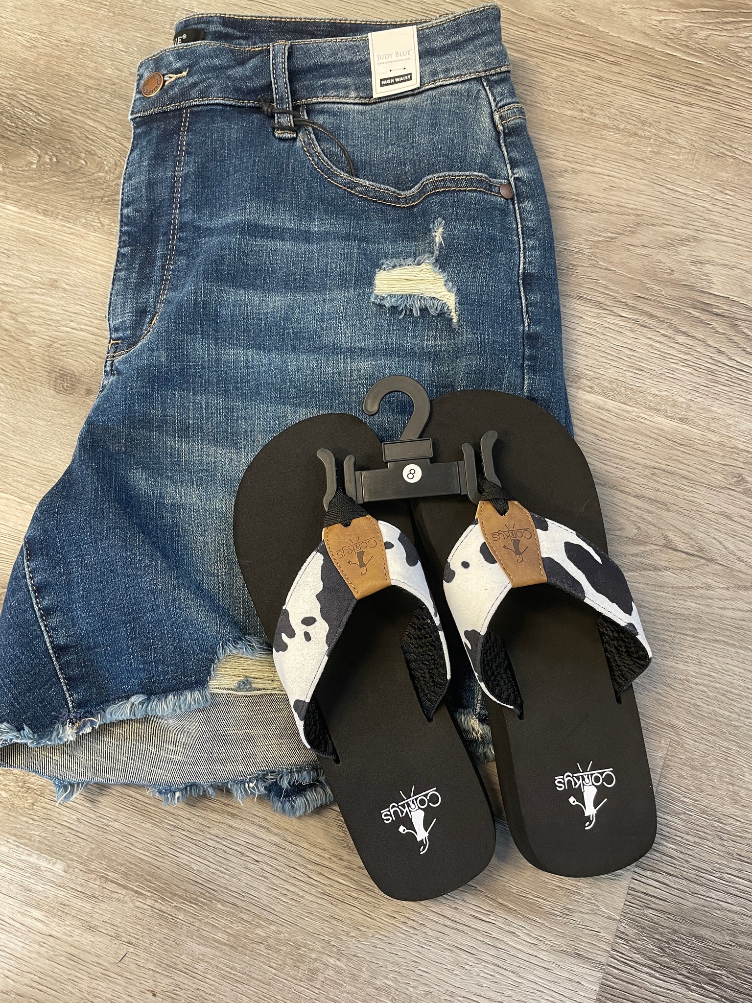 Cow Print Flip Flops - Black or Brown