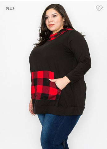 Buffalo Plaid Tunic Hoodie