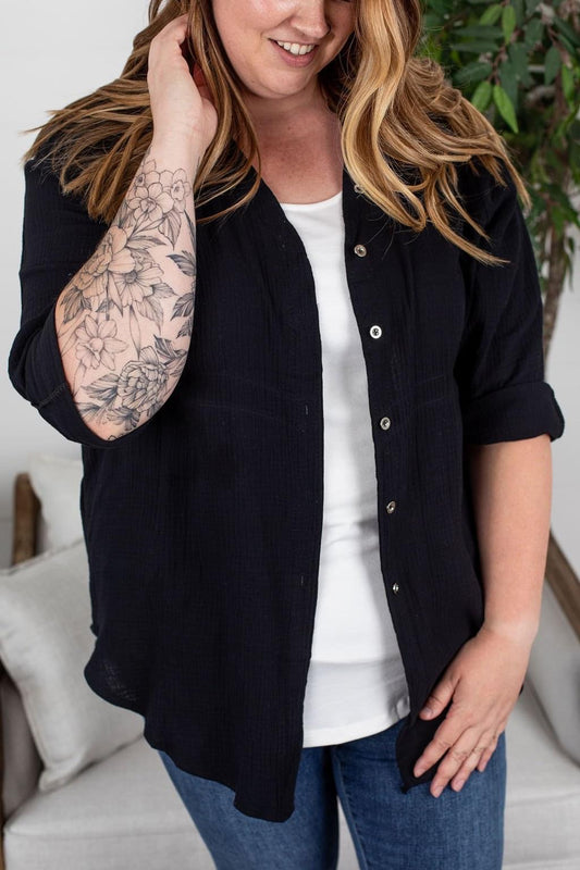 Morgan - Black Button up Top