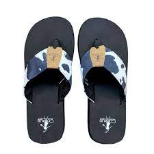 Cow Print Flip Flops - Black or Brown