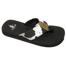 Cow Print Flip Flops - Black or Brown